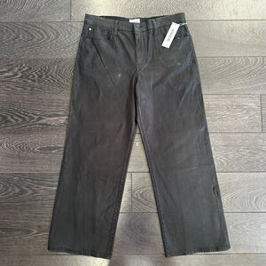 Hudson Rosalie High-Rise Wide Leg Ankle Cropped Coated Black Jeans Women's 31